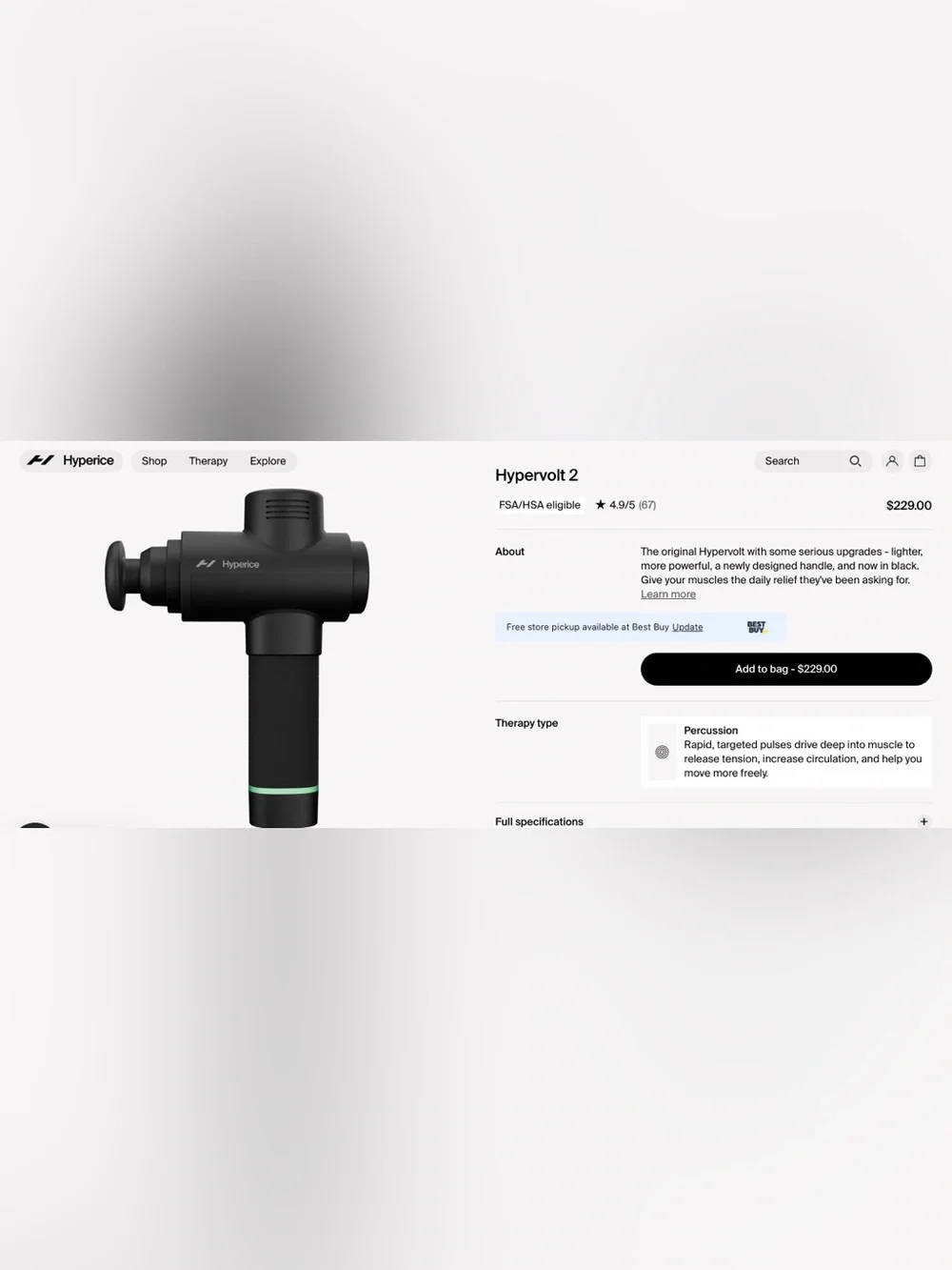 Hyperice Hypervolt 2 Black Percussion Massage Gun